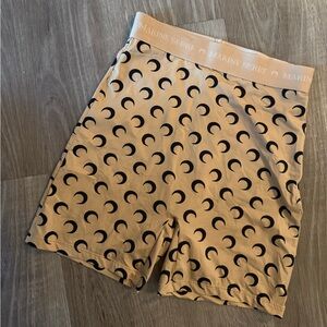 Marine Serre Tan Shorts with Black Crescent Pattern
